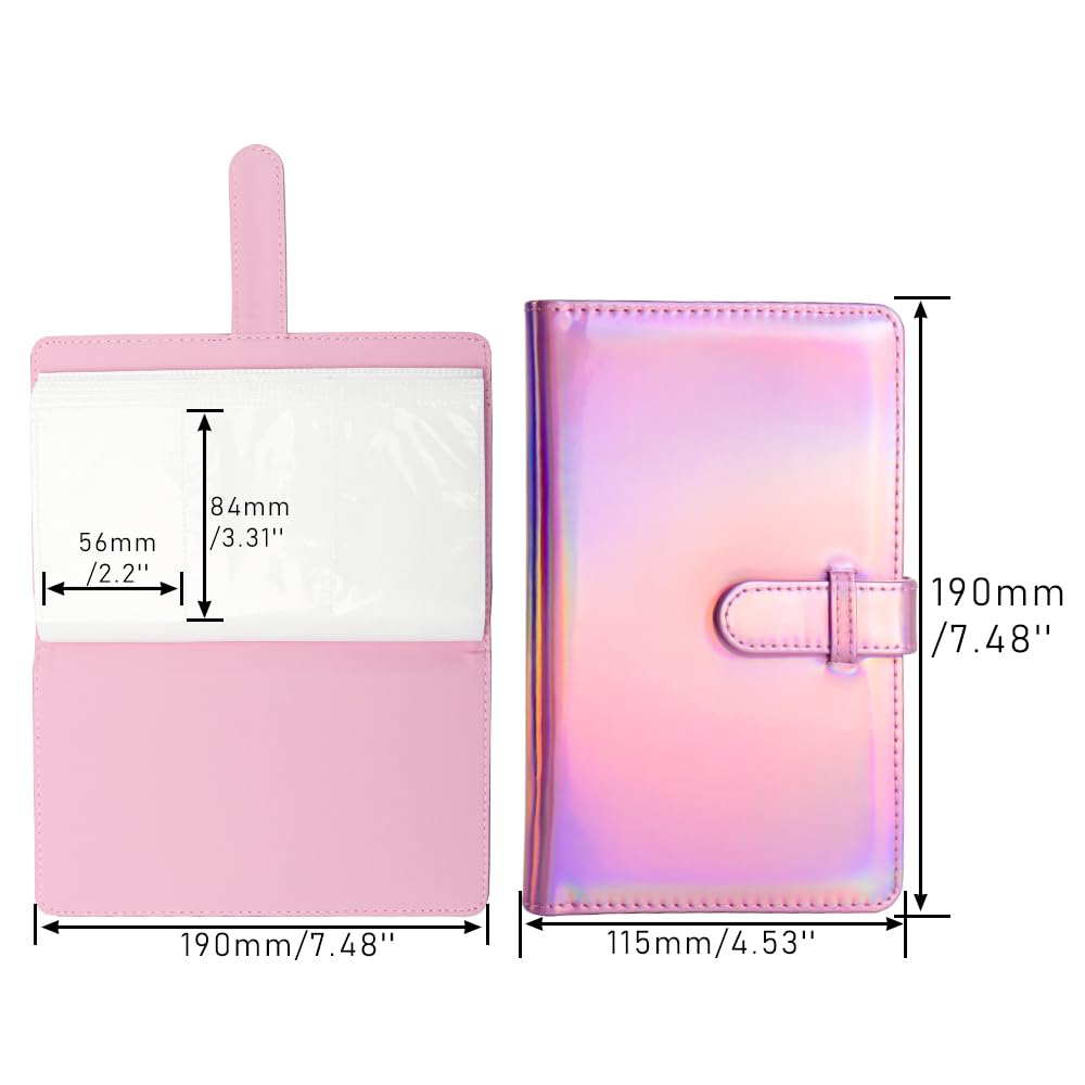 Etui na wizytówki, skóra PU, organizer na karty kredytowe, z 96 przegródkami na karty, przenośny uchwyt na wizytówki, książka, album fotograficzny 7,6 cm, książeczka, różowy, Carry-On, Różowy