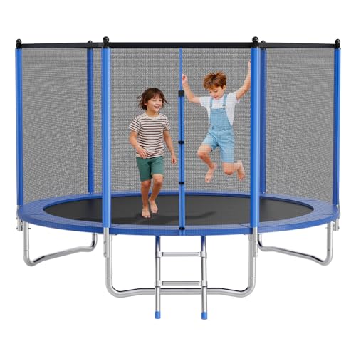VEVOR Trampolín de Exterior 305 x 228 cm, Cama Elástica Infantil con Red de Protección, Capacidad Máxima de 136 kg, Trampolín al Aire Libre con Postes Rectos, Regalo de Cumpleaños para Niños
