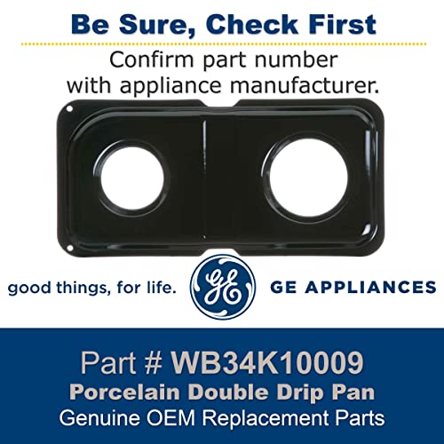 GE WB34K10009 Genuine OEM Porcelain Double Drip Pan (Black) for GE Gas Ranges - Thumbnail 3
