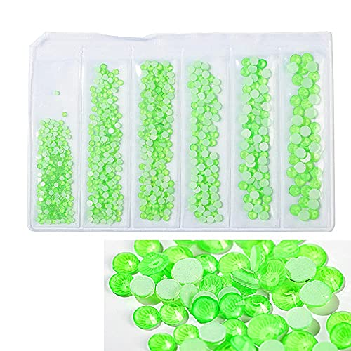 1000Pcs Green Rhinestones For Nails Fluorescent Rhinestones Luminous Non Hotfix Neon Rhinestone Noctilucent Electric Nail Art Decorations Mix Ss4-Ss16 Nail Crystals(Green) #TOP2