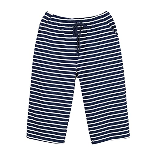 Pantuflas de felpa de espuma viscoelástica para hombre, de algodón, con bolsillo grande, holgadas, pantalones de pijama para el aire acondicionado, pantalones cortos de pijama para hombre, azul marino