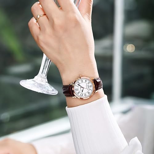Miniatura 2 de Reloj Clásico Szaikyri para Mujeres con Números Árabes de Fácil Lectura, Reloj para Damas con Calendario, Resistente al Agua