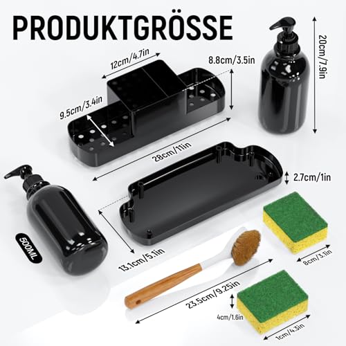 ISWUJIA Kitchen Hand and Dish Soap Dispenser set Washing up Liquid Dispenser, 4 in 1 soap dispenser set for Bathroom, Countertop, Kitchen, Laundry Room - Image 7