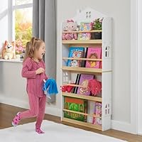 Liberty House Toys Kids Wall Mounted House Bookcase, H130 x W60 x D14.5cm