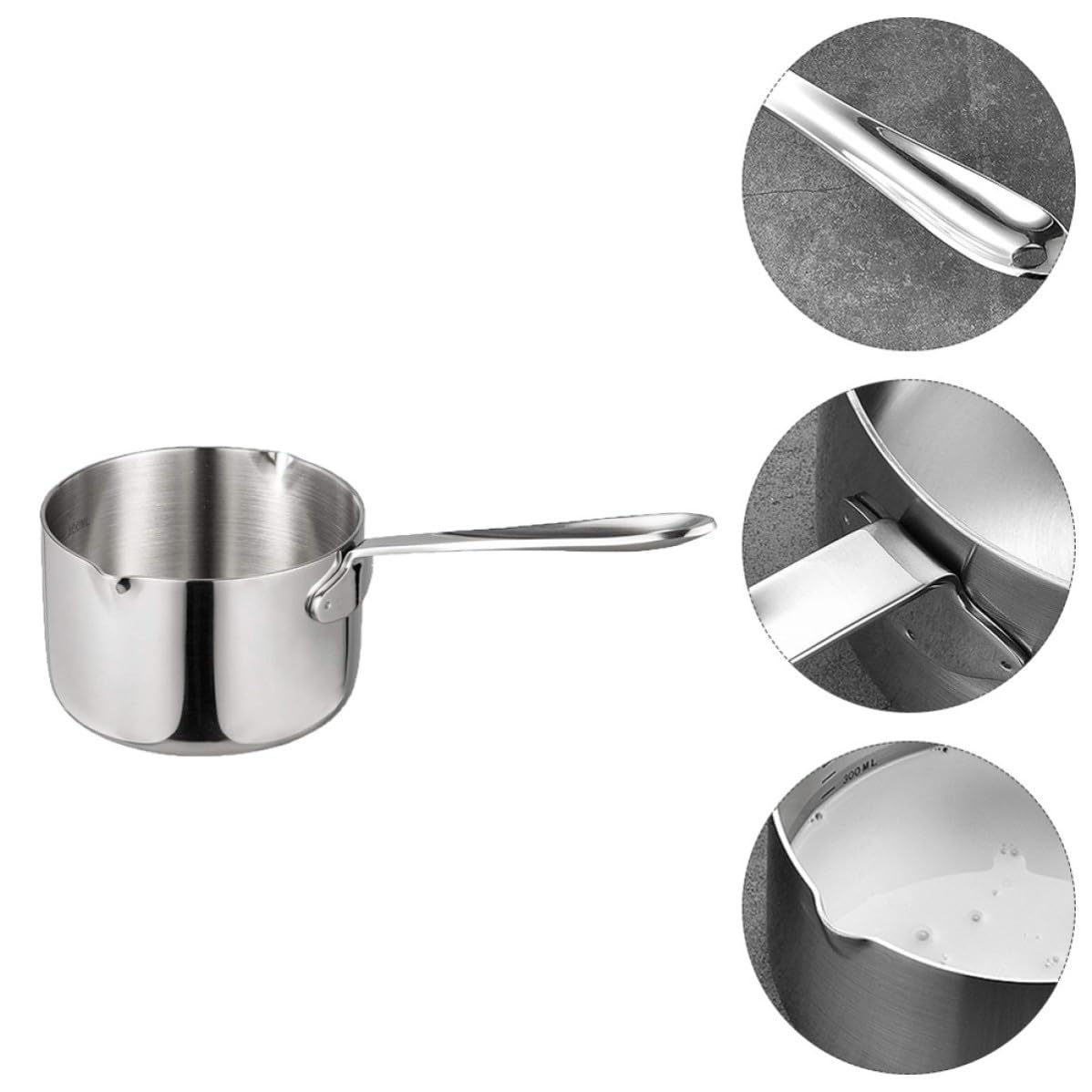 Casserole à Lait en Acier Inoxydable 900ml Échelle Intégrée et Résistance à L'oxydation, pour Chauffer Lait et Préparer Café Cuisine