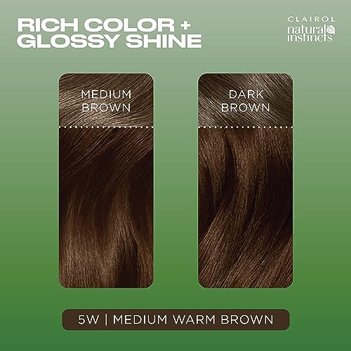 Image of Clairol Natural Instincts Demi-Permanent Hair Dye, 5W Medium Warm Brown | Ammonia‑Free, Vegan Hair Color with Coconut Oil & Aloe Vera | Pack of 3