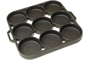 King Kooker Model CI9BPSA 9" Round Cast Iron Seasoned Biscuit Pan