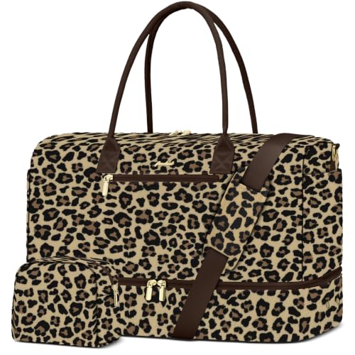 Travel Weekender Duffle Bag for Women: Carry On Bags with Shoe Compartment