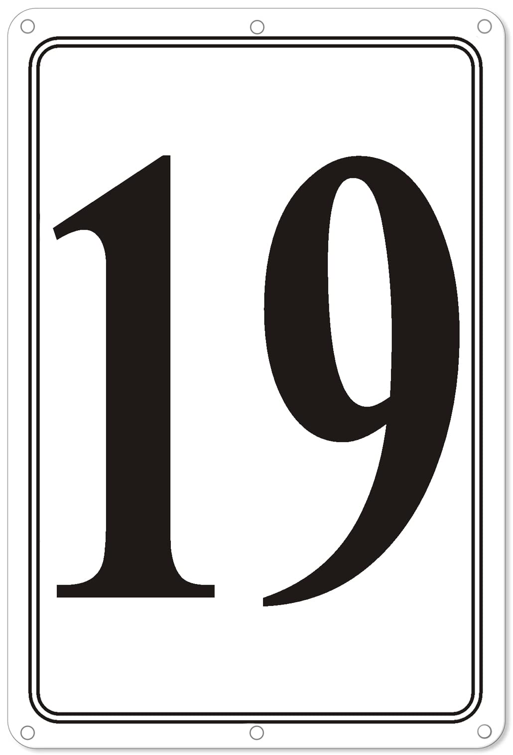 Premium Aluminum Number Signs 19, Metal 12" X 8" Numbered Signs Outdoor for Parking Lots, Floor, Dock, Court, Aisle, Field, High Visibility, No Fade, Weather-resistant