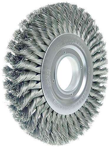 Image of Weiler 09430 8 inch Standard Twist Knot Wire Wheel, .016 inch Steel Fill, 2 inch Arbor Hole, Made in the USA