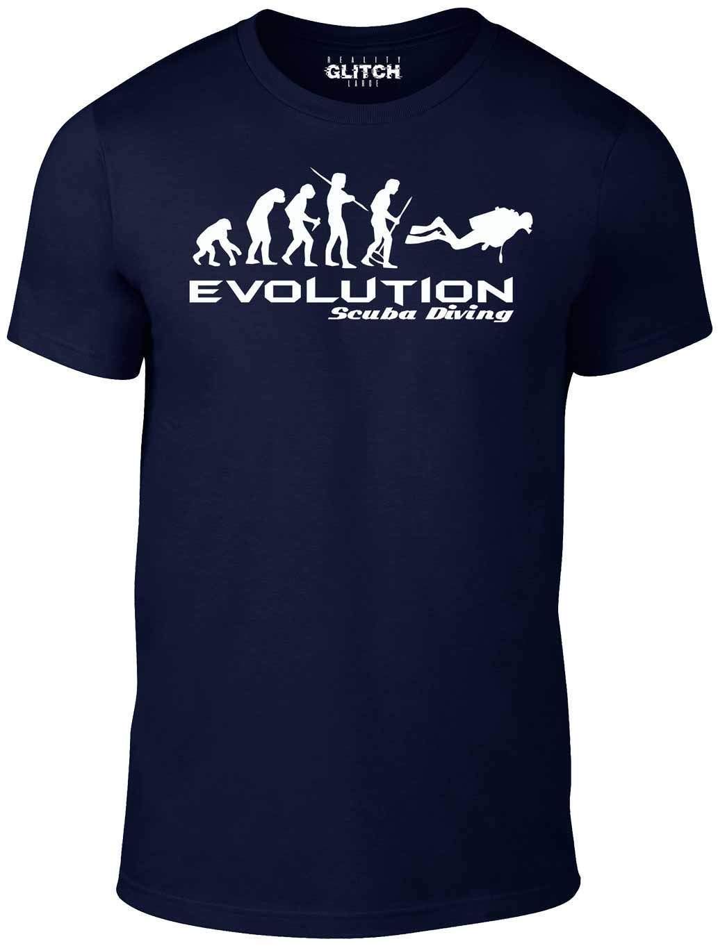 Reality Glitch Men's Navy Blue Evolution Of Scuba Diving T Shirt