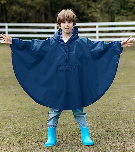 Image of SaphiRose Lightweight Kids Rain Poncho Jacket Waterproof Outwear Rain Coat