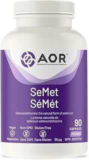 AOR - SeMet Selenomethionine 55mcg, 90 Capsules - Selenium Supplement for Immune System Support, Glutathione and Antioxidant Supplement - Natural Mineral Form of Selenium Capsules