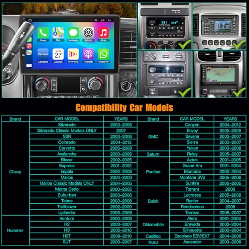 Image of [8 Core+64G] 10 Inch Car Radio for 2003-2006 Chevrolet Chevy Silverado Impala Tahoe GMC Sierra Yukon, Car Stereo QLED Screen Build-in GPS, CarPlay /Android Auto, Backup Camera /DSP /SWC, Android 15