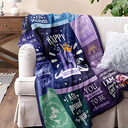 19Th Birthday Decorations, 19Th Birthday Blanket, Gifts For 19 Year Old Female/Girl,19 Birthday Decorations For Women,19-Year-Old Birthday Gifts,19Th Birthday Gifts For Girls Throw Blanket 60”X 50” #TOP3