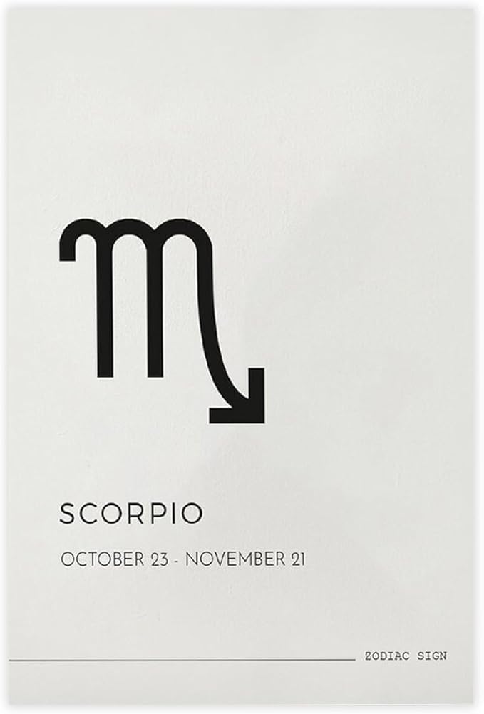 UVCHTRZSAK Scorpio Star Sign Wall Art Print Zodiac Astrology Horoscope Poster October November Canvas Poster Bedroom Office Room Decor Gift 12x18inch(30x45cm)