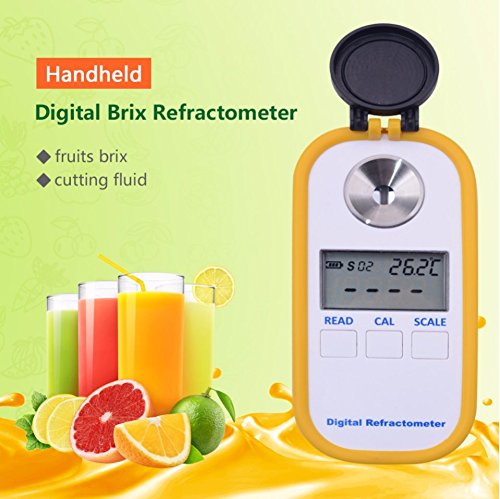 Fruit Digital Refractometer Digital Juice Refractometer Brix Refractometer Fruit Refarctometer Sugar Refractometer Digital Sugar Brix0-50.0% High Accuracy(Brix)0.2% Automatic Temperature Compensation