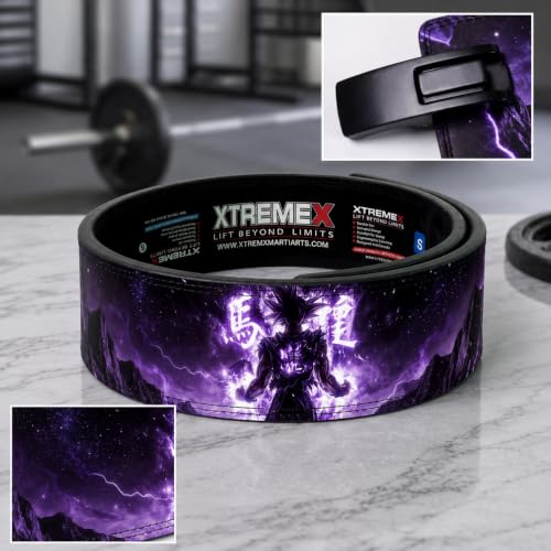 Image of XTREMEX 13mm Void Lightning Weightlifting Lever Belt (Purple, S) | Deadlift & Gym Belt for lower back support, Squats, Powerlifting belts for Men and Women with heavy duty buckle