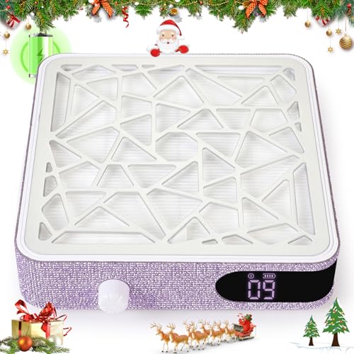 CHRISTINE SHELLY Nail Dust Collector, Cordless Dust Collector Nail Tech, Powerful Vacuum Fan Vent Dust Collector Extractor Dust Suction Machine for Acrylic Nails Polishing, Nail Salon, Light Purple