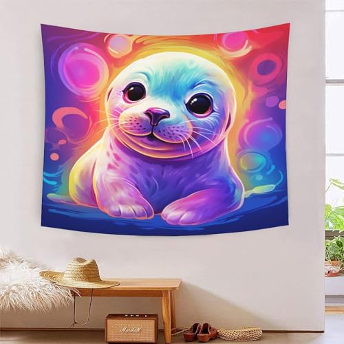 Tapisserie murale tissu phoque 3D pour dortoir étudiant