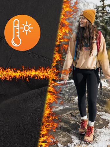 Kunoli Thermal Leggings Women, Sports Gym Leggings with Pockets, High Waisted Winter Warm Black Pants, Thick Fleece Lined Tights for Yoga Hiking Running Sports (UK, Alpha, S, M, Regular, Regular) - Image 3