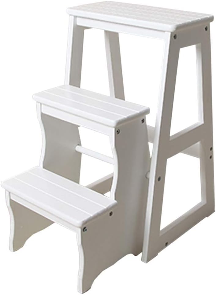 CHEWYNP Easy and Convenient Folding Step Stool,Step Stool,Household Folding Ladder Stool, Four-Step Ladder Chair, Shoe Rack, Flower Rack, Kitchen, Dual-Use Climb,Step Stool with Handle,a