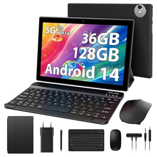 RUSHAR Newest Tablet 10 Pulgadas Android 13 Tablets con 5G WiFi,36GB RAM+128GB ROM (TF 1TB),Quad-Core 2.0Ghz,8000mAh,Doble Cámara,8MP+5MP,Bluetooth,Tablet con Teclado,Negro