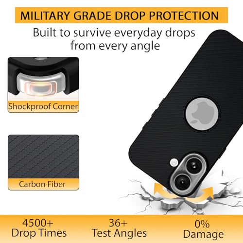 Image of LIRAMARK Rugged Carbon Fibre TPU Armor Silicone Back Cover Case for iPhone 17