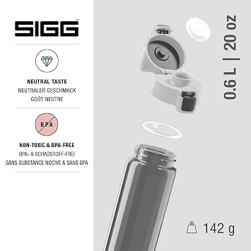 Sigg - Tritan Water Bottle - Total Color ONE - Suitable for Carbonated Drinks - Dishwasher Safe - Leak-Proof - Feather-Light - BPA-Free - 500 ML / 600ML / 1L
