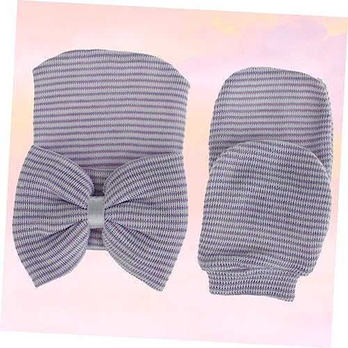 BESTYASH Knit Glove Bowknot Cap Soft Yarn Material Hat and Gloves for Newborn Girls White Cute Decorative Outfit for Your3