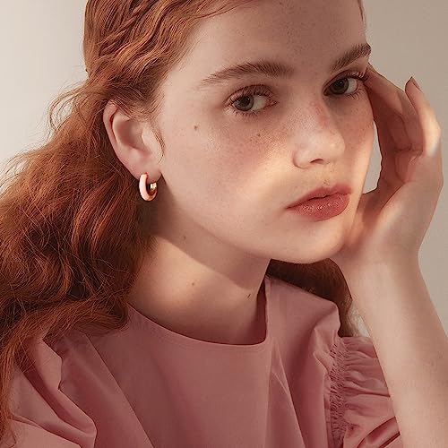 Lourny Small Hoop Earrings for Women, 18K Gold Plated Hypoallergenic Cute Enamel Huggie Earring Gifts for Women3