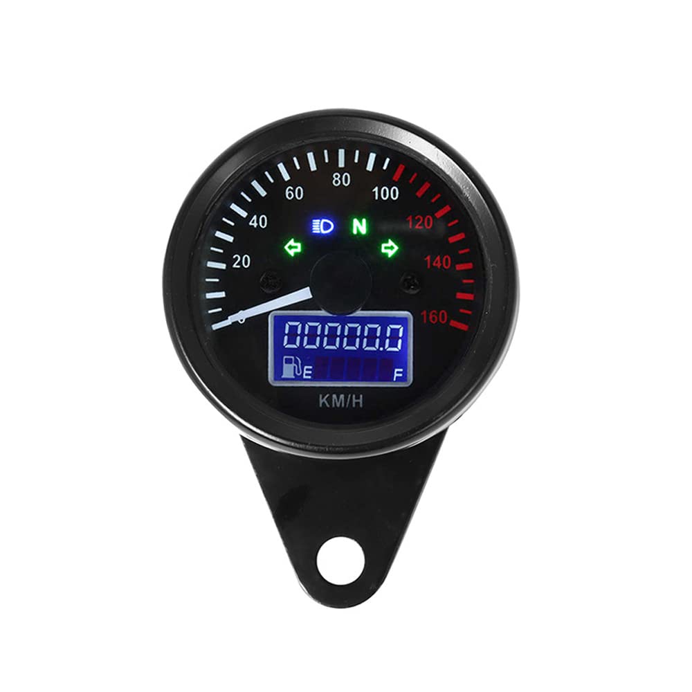 Riloer Bicycle Speedometer Odometer Cycle Bike Computer with LCD Display, 12V Digital Gauge Motorcycle Odometer Universal, Compatible with Yamaha, Compatible with Honda (Black)