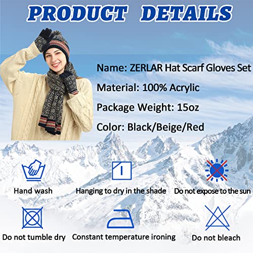 3 In 1 Winter Beanie Hat Scarf Touchscreen Gloves Set For Women Men Fleece Lined Skull Cap For Sports Outdoor Travel Gifts (Black) #TOP4