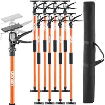 VEVOR Cabinet Jack Support Pole, 8-Pack, 45.7-114.2 Inch Steel Telescopic Quick Support Rod, Adjustable 3rd Hand System up to 154 lbs Capacity for Installing Cabinets, Lifting Drywall, Cargo Bars