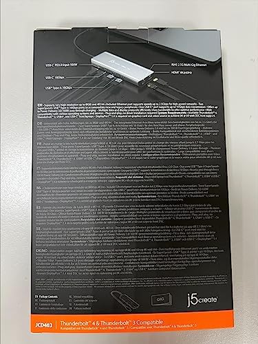 j5create USB4 8K Multi-Function Hub - 8K60/4K144 HDMI, 2.5G Ethernet, PD Charging, 10Gbps USB-A, 10Gbps USB-C Ports | Compatible with MacBook, Windows Laptops, Thunderbolt 3/4, and USB4 Devices (JCD403)