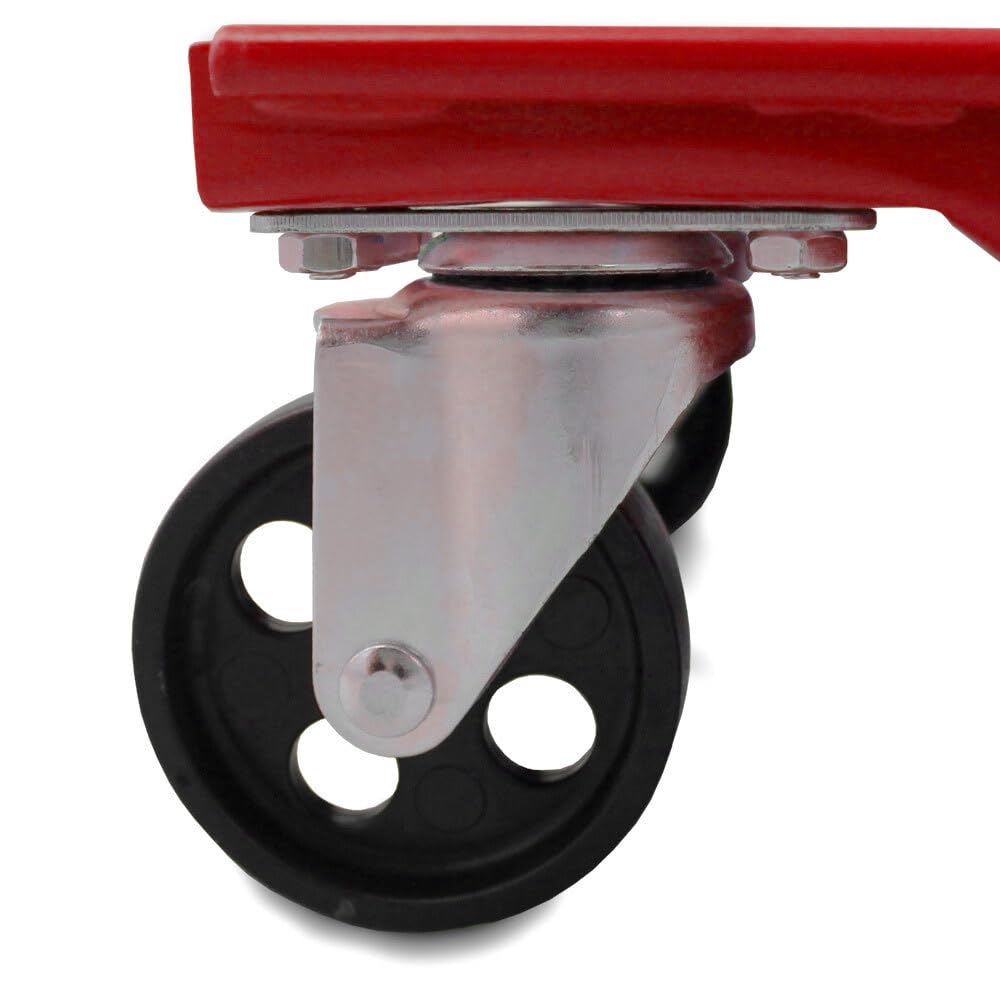 BITUXX 4 Stück Rangierhilfe für PKW Auto Rangierroller Rangierheber Wagenheber Roller Belastbar bis 450 kg pro Rangierroller Rot