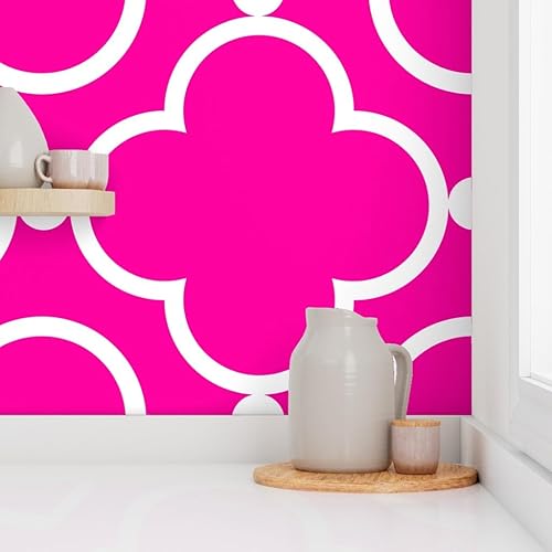 Miniatura 8 de Spoonflower Peel & Stick Wallpaper 9ft x 2ft - Lattice Pinkpop Pink Circles Tile Pop Decor Garden Custom Removable Wallpaper