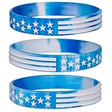 Sainstone Military Army Silicone Bracelets with American Flag - Air Force Camouflage & Navy Camo Rubber Wristbands Gifts for Deploy to Europe for Patriots, Soldier, Sport Fans (White Line)