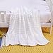 NTBAY Plush Flannel Baby Blanket, Soft and Warm Toddler Blanket with Striped Texture for Stroller, Crib, Travel, 30x40 Inches, White