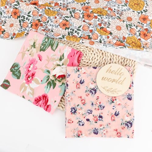 Image of DRESHOW BQUBO Newborn Floral Receiving Blankets Newborn Baby Swaddling Hats Sleepsack Toddler Warm Shower Gift 3 Pack