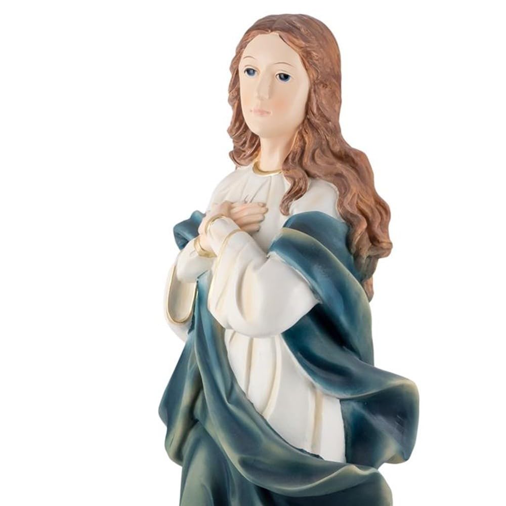 Virgen Inmaculada Figura 60 cm. Escultura ángeles peana Resina