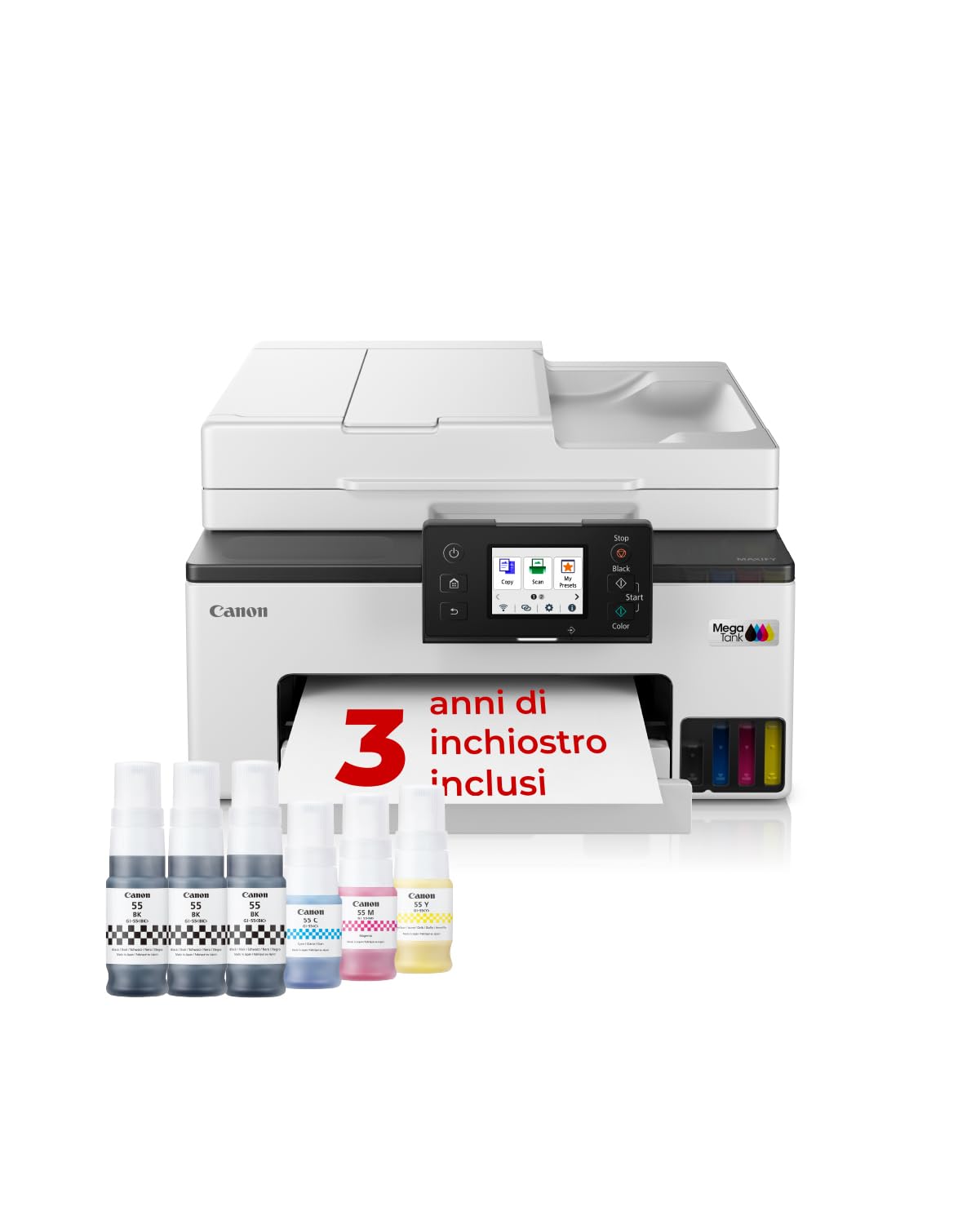Canon Stampante WiFi per Casa e Ufficio MAXIFY GX2050 - Stampante Multifunzione MegaTank con Scanner, Fax e Fotocopiatrice per Casa | Connettività WiFi, Ethernet e USB