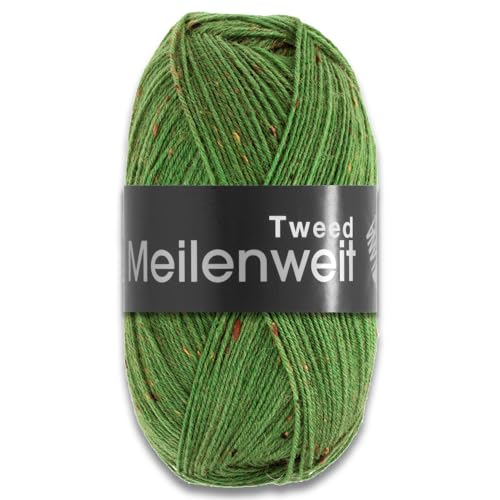 Frida's Wollhaus Lana Grossa 100 g Meilenweit 100 Tweed Sockenwolle Stricken Garn 20 Farben (165 | Grün)