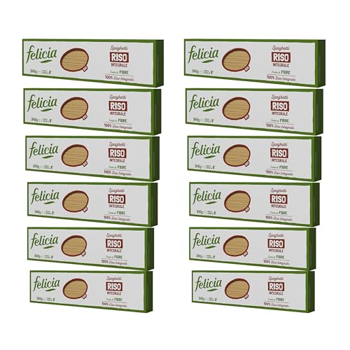 Felicia, Spaghetti di Riso Integrale, Pasta Ricca di Fibre, Proteine e Nutrienti, Bio, Vegan, Box da 12 Confezioni