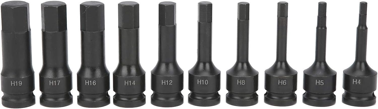 VENEKETY Chrome Molybdenum Steel Hex Bit Sockets, 10Pcs 1/2 Inch Drive Air Allen Hex Key Bit Socket Set H4 H5 H6 H8 H10 H12 H14 H16 H17 H19 (B0D171LKQP) Amazon Price History, Amazon Price Tracker