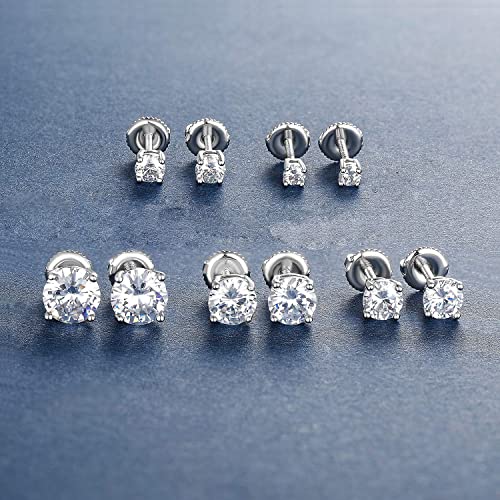 Pack Of Screw Back Earrings 18K Gold Plated Cubic Zirconia Cz Simulated Diamond Studs For Women Men Hypoallergenic For Sensitive Ears Helix Piercing Post #TOP1