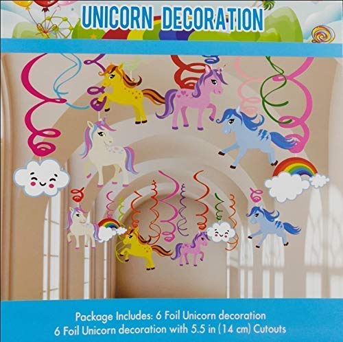 Rozi Decoration Unicorn Hanging Swirl Decor β 6 Pcs Multicolor Paper