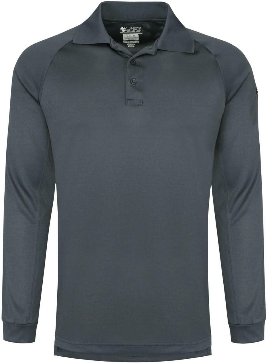 LA Police Gear Operator Performance Tactical Men's Long Sleeve Polo, Lightweight, Anti-Wrinkle, Comfortable Men's Polo Shirt