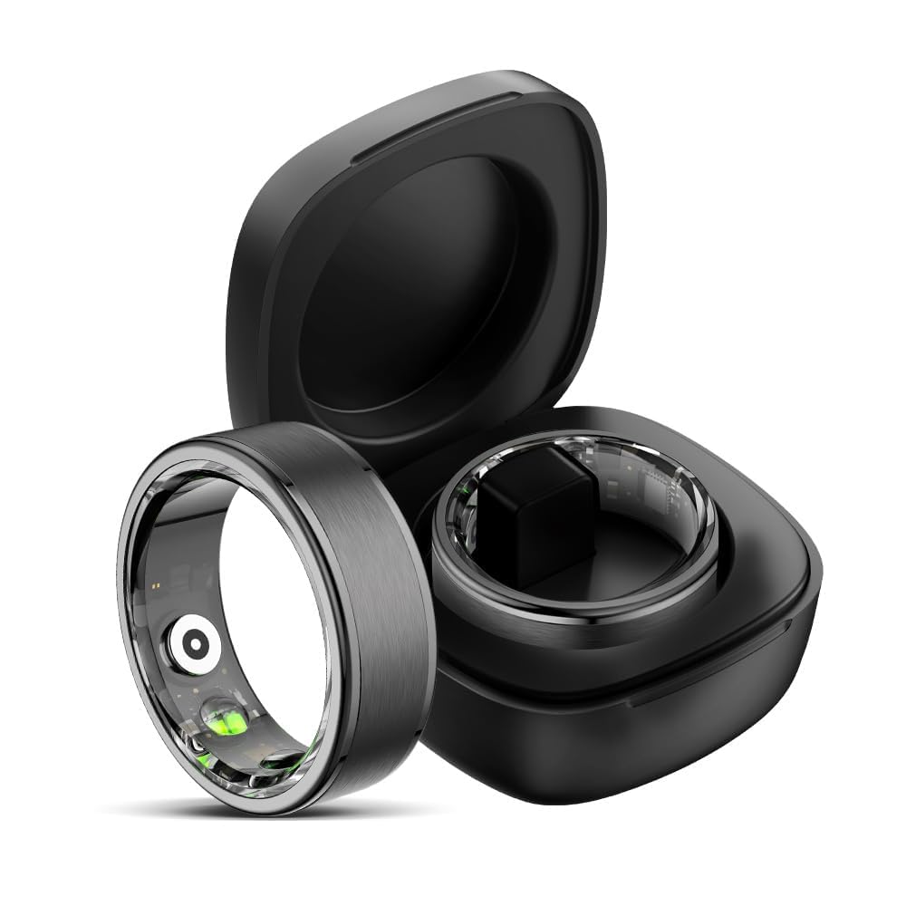 findtime Smart Ring for Men Women Smart Ring Android iOS Fitness Ring Pedometer Heart Rate Blood Oxygen Sleep Monitor Step Counter Activity Tracker for Sports Time, Distance, Calories,BLACK9 โ image 1
