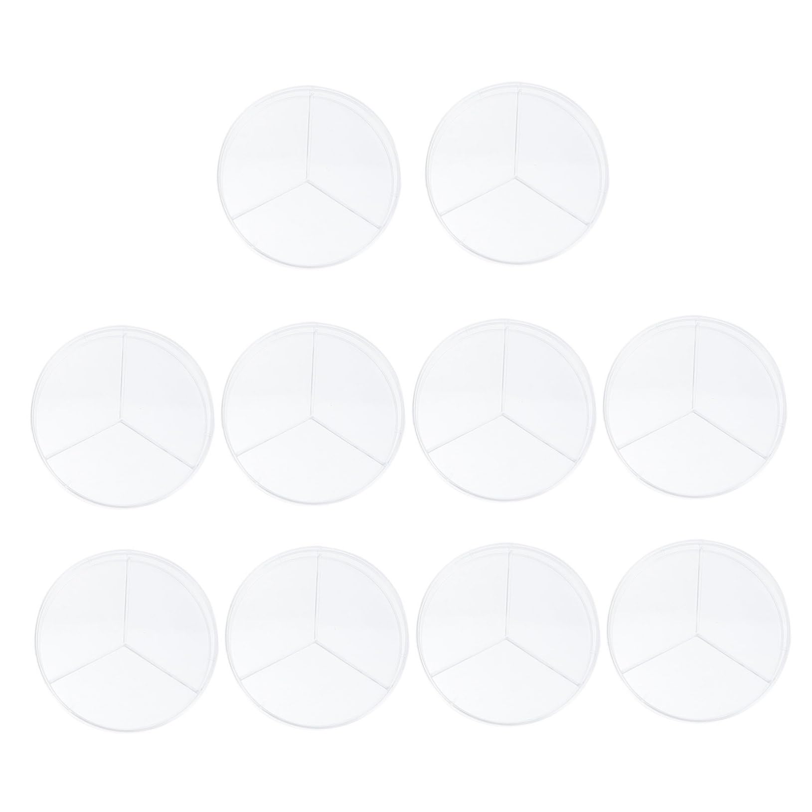 CIYODO Plastic Petri Dish Set 90mm Diameter 3 Compartment Culture Plates Lids for Lab Work